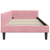 Corner Bed Frame Pink 100 x 200 cm Velvet and Engineered wood 42016167