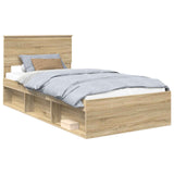 Bed Frame with Headboard Sonoma 100 x 200 cm Solid Pine Wood 3410638