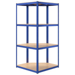 4-Layer Corner Shelf Blue Steel&Engineered Wood 152852