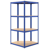 4-Layer Corner Shelf Blue Steel&Engineered Wood 152852