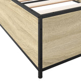 ZNTS Bed Frame Sonoma Oak 75x190 cm Small Single Engineered Wood and Metal 845122