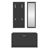 3-in-1 Shoe Cabinet Set Black Engineered Wood 342571