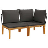2 pcs Garden Lounge Set with Cushions Solid Acacia Wood & Rope 42022072