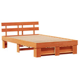 Bed Frame with Headboard Wax Brown 120 x 190 cm Solid Pine Wood 3382288