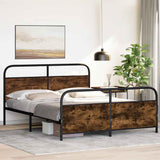 Metal Bed Frame without Mattress Smoked Oak 160x200 cm 3318638