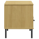 TV Cabinet with Metal Legs Brown Solid Wood Pine OSLO 351024