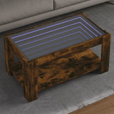Coffee Table with LED Smoked Oak 93x53x45 cm Engineered Wood 847557