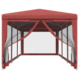 Party Tent with 8 Mesh Sidewalls Red 3x9 m HDPE 319245