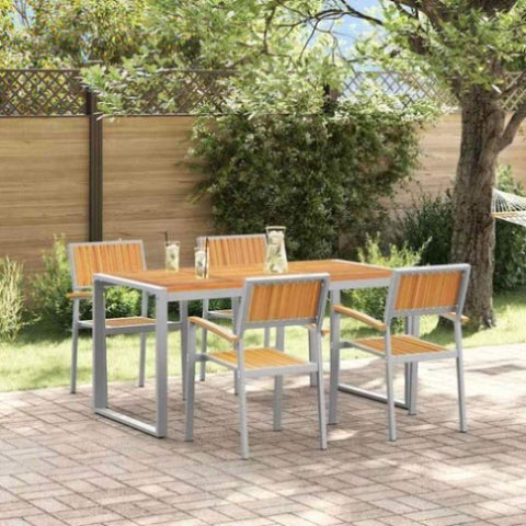 Garden Dining Set 5 pcs Grey and brown 160 x 80 x 75 cm 3284369