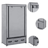 Wardrobe Grey Polyester, Iron Medium Collapsible Wardrobe 282460