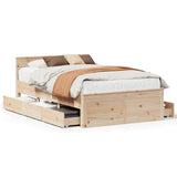 Bed Frame without Mattress with Headboard 120x190 cm Small Double Solid Wood Pine 3308783