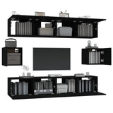 TV Cabinet Set Set of 6 Black Engineered wood Medium 3114359