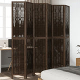 Room Divider 6 Panels Dark Brown Solid Wood Paulownia 358668