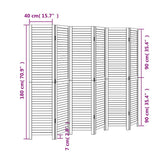 Room Divider 6 Panels White Solid Wood Paulownia 358842
