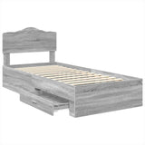 Bed Frame with Drawer Grey Sonoma 90 x 200 cm Engineered Wood 3413243