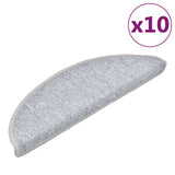 Stair Mats 10 pcs 56x17x3 cm Light Grey Half Round 149741