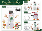 4FT White 2.5D Snowman Christmas Light Decoration with Penguin & Reindeer, 122 Warm White Lights, 31890670