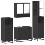 ZNTS 4 Piece Bathroom Furniture Set Black Engineered Wood 3301285