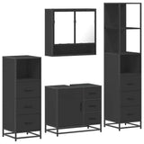 ZNTS 4 Piece Bathroom Furniture Set Black Engineered Wood 3301285