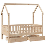 Kids Bed Frame with Drawers without Mattress 80x160 cm Solid Wood 3302041