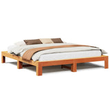 Bed Frame without Mattress Wax Brown 200x200 cm Solid Wood Pine 3308728