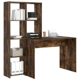 Desk with Shelf Smoked Oak 138.5 x 55 x 143 cm Engineered Wood 3337253
