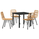 Garden Dining Set 5 pcs Brown Powder-Coated Steel 3379192