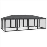 Party Tent with 12 Mesh Sidewalls Anthracite 8x4 m HDPE 4010074