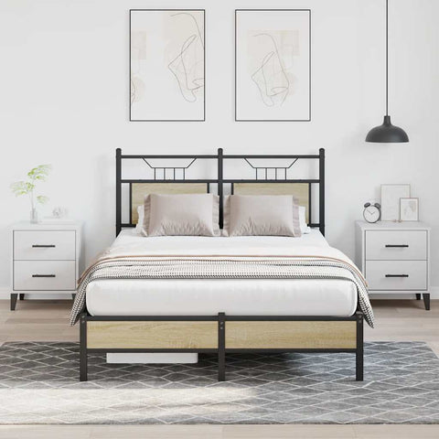 Bed Frame without Mattress Sonoma Oak 120x200 cm Engineered Wood 4106942