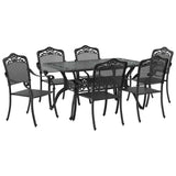Garden Dining Set 7 pcs Black Aluminium 3334665