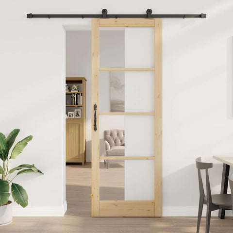 Sliding Door Manual ORKDAL Brown 83 x 232 cm Wood and metal 3332141
