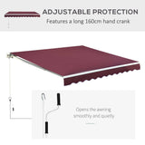Manual Retractable Awning, 3x2.5 m-Red T3398P310365