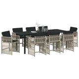 Garden Dining Set 9 pcs Light Grey Poly Rattan 3380792
