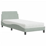 ZNTS Bed with Mattress Light Grey Single Velvet 3208487