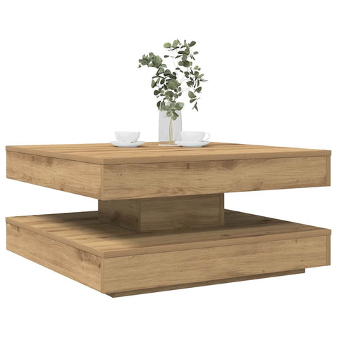 ZNTS Coffee Table 360-Degree Rotatable Artisan Oak 70x70x34.5 cm 858487