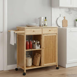 Kitchen Trolley with Wheels Natural 90.5 x 36 x 86.5 cm Bamboo 42028293