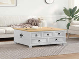 Storage box with Drawer White 90 x78 x 45 cm Solid Pine Wood 42024938