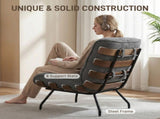 Accent Chair, Linen-look Fabric Reading Chair with Spring Cushion, Slatted Support, Steel Frame, T3398P552693