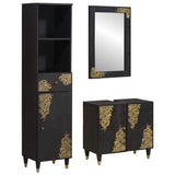Bathroom Cabinet Set with Drawer 3 pcs Black Solid Mango Wood 3310160