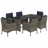 7 Piece Garden Dining Set with Cushions Grey Poly Rattan 3211892