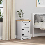 Bedside Table Corona White 35 x 32.5 x 58 cm Solid Pine Wood 42021183