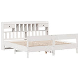 Bookcase Bed without Mattress White 180x200cm Super King Solid Wood Pine 3323018