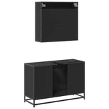 ZNTS 2 Piece Bathroom Furniture Set Black Engineered Wood 3300890