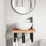 Basin Shelf Wall Mounted Steel and Solid Wood Beech 3302429