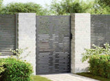 Garden Gate with Lock Black 85 x 175 cm Powder-coated steel 42015877