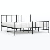 Metal Bed Frame without Mattress with Footboard Black 200x200cm 352505
