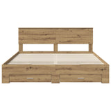 Bed Frame with Drawer Artisan Oak 180 x 200 cm Engineered Wood 3410869