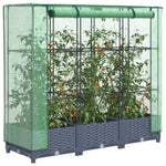 ZNTS Raised Bed with Greenhouse Cover Rattan Look 120x40x123 cm 4015825