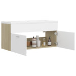 ZNTS Sink Cabinet with Built-in Basin White and Sonoma Oak Engineered Wood 3070852