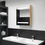 LED Bathroom Mirror Cabinet White and Oak 50x14x60 cm 326485